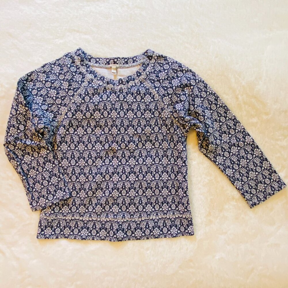 J. Crew Damask Print Navy Shirt Women's size S Excellent Condition Comfortable